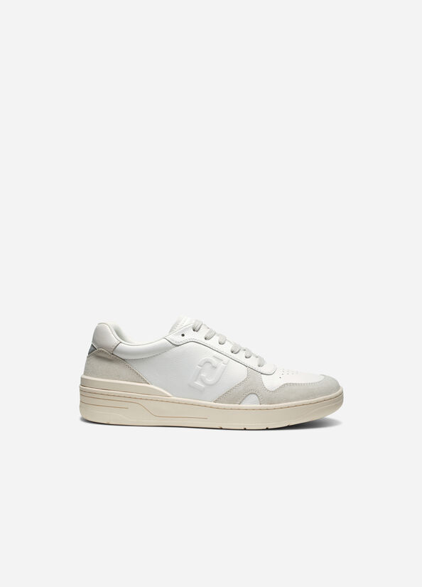 Beige Men's Liu Jo Leather And Suede Sneakers | ZNY-509217