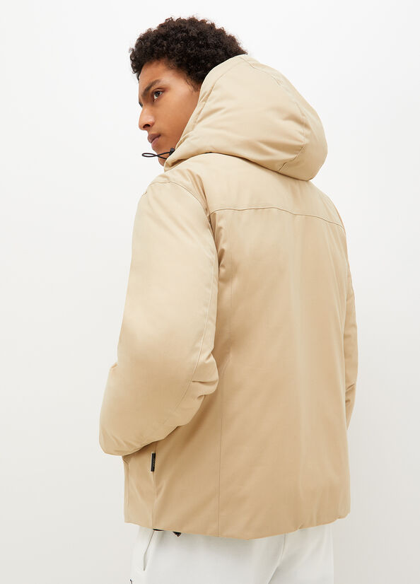 Beige Men's Liu Jo Padded With Hood Jackets | OWU-483702