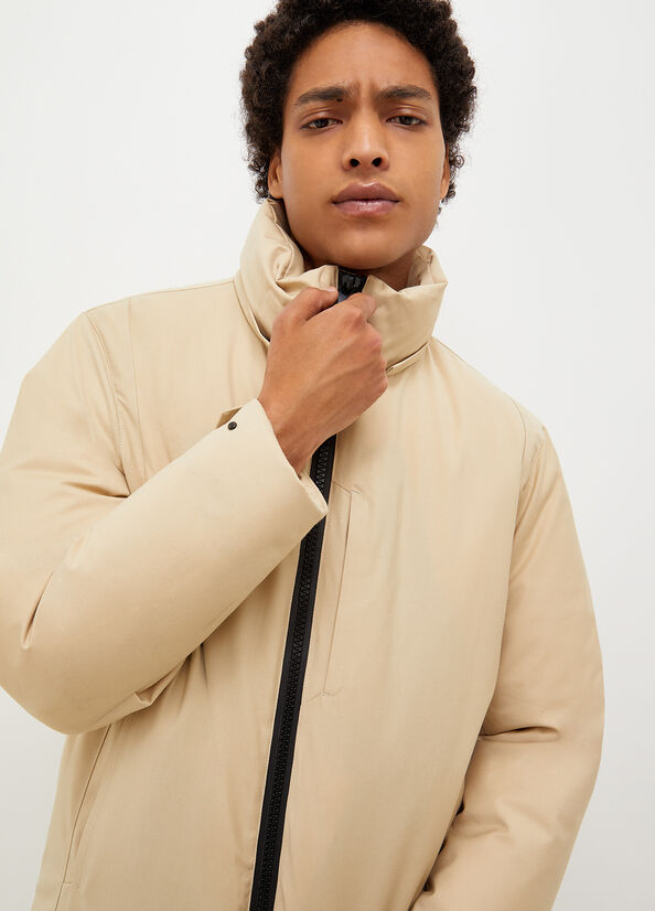 Beige Men's Liu Jo Padded With Hood Jackets | OWU-483702