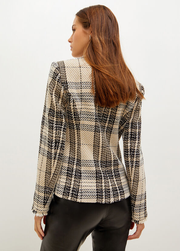 Beige Women's Liu Jo Blazer In Woven Check Bouclé Jackets | KMF-130542