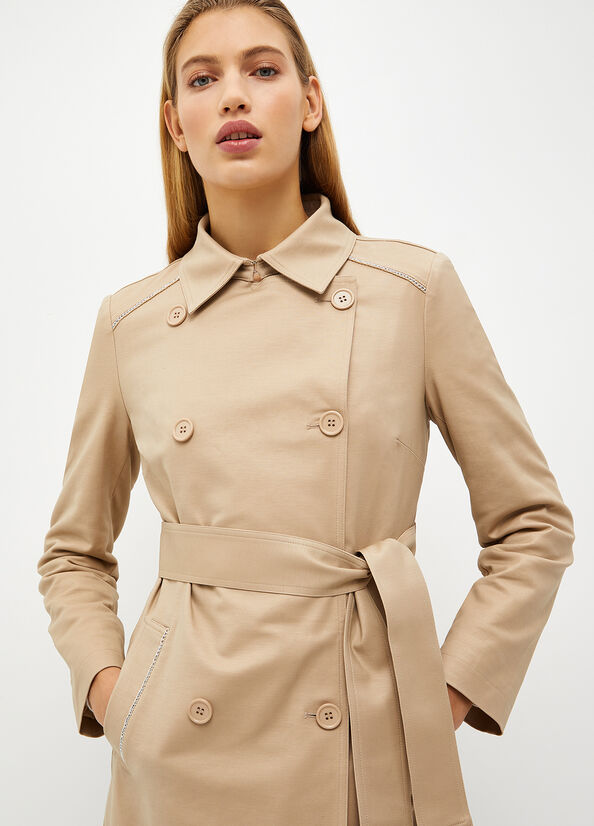 Beige Women's Liu Jo Cotton Trench Coats | MTC-159867