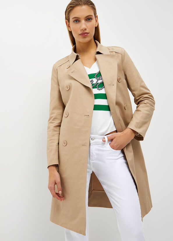 Beige Women\'s Liu Jo Cotton Trench Coats | MTC-159867