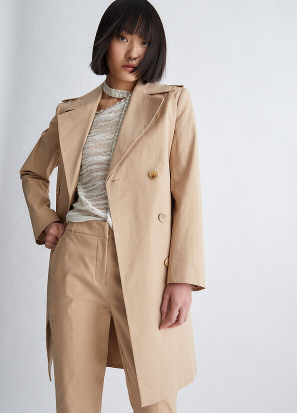 Beige Women\'s Liu Jo Eco-Friendly Trench Coats | FNR-682054