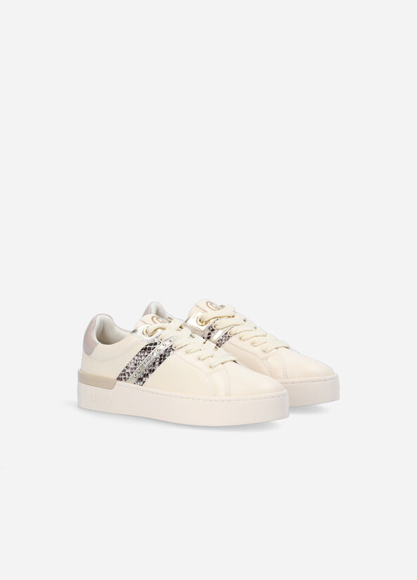 Beige Women's Liu Jo Python-Print Sneakers | ZEU-308729