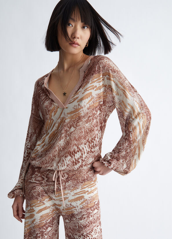 Beige Women\'s Liu Jo Python Print Sweaters | MNA-607491