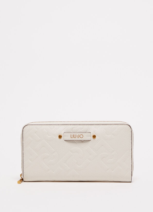 Beige Women\'s Liu Jo Zip Around With Logo Wallets | GJC-360415