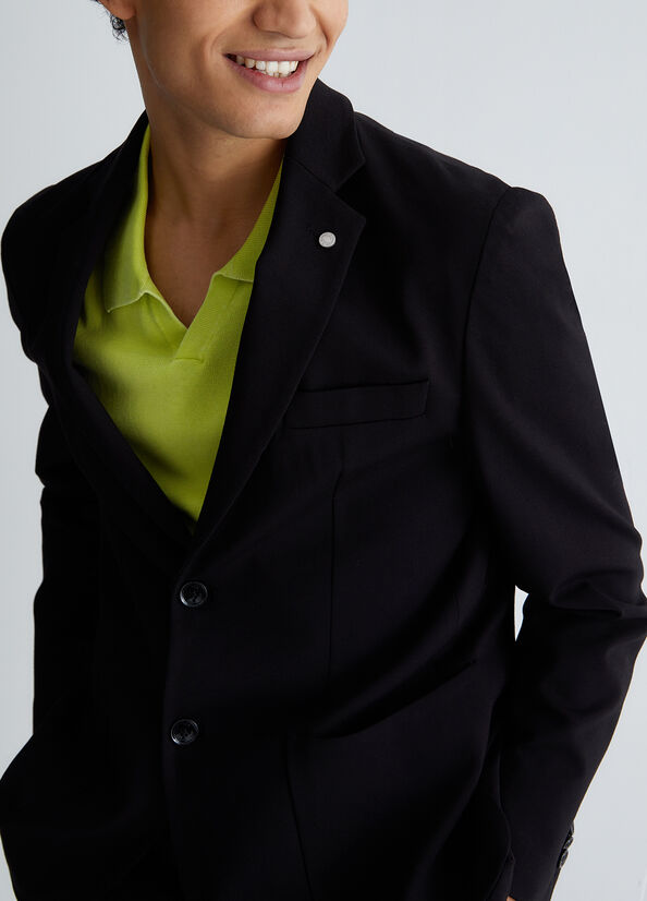 Black Men's Liu Jo Formal In Jersey Jackets | OCW-623809