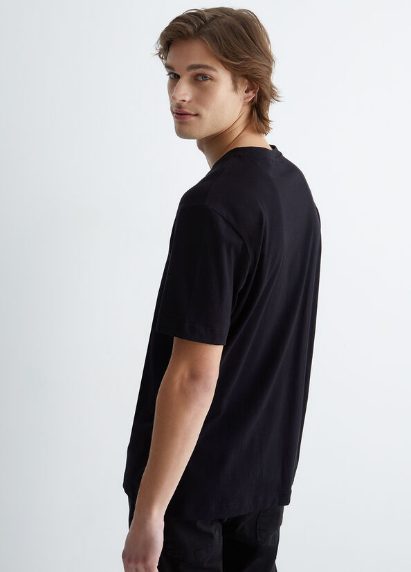 Black Men's Liu Jo Silk Blend T Shirts | FKJ-648130