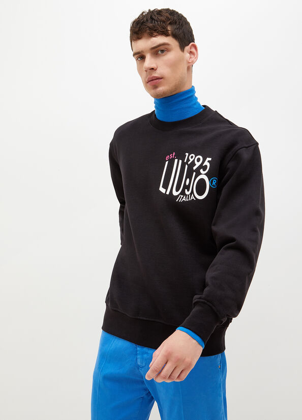 Black Men\'s Liu Jo With 1995 Print Sweaters | IYE-347918