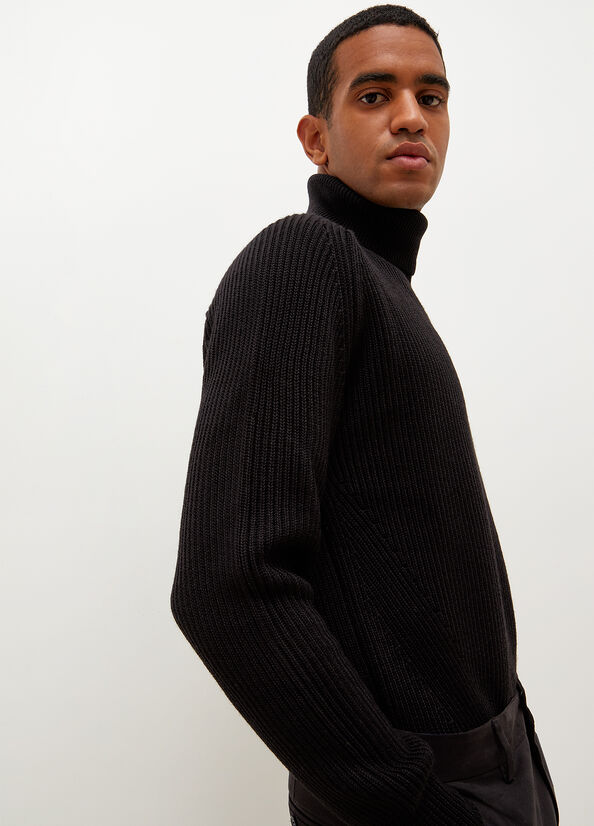 Black Men's Liu Jo Woollen Turtleneck Sweaters | CFB-291768