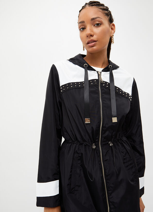 Black / White Women's Liu Jo Nylon With Studs Jackets | OHP-014725