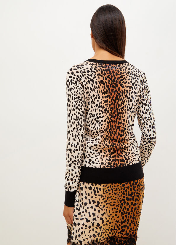 Black Women's Liu Jo Animal Print Sweaters | FNI-037126