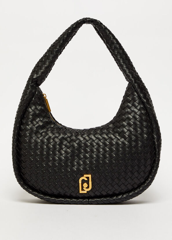 Black Women's Liu Jo Braided With Logo Shoulder Bags | ULA-702358