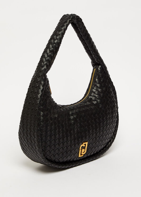 Black Women's Liu Jo Braided With Logo Shoulder Bags | ULA-702358