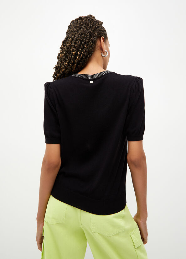 Black Women's Liu Jo Cotton Blend Sweaters | YSJ-248170