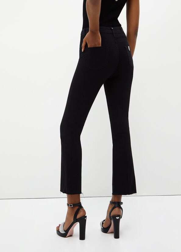 Black Women's Liu Jo Cropped Bottom Up Skinny Jeans | YMI-910357