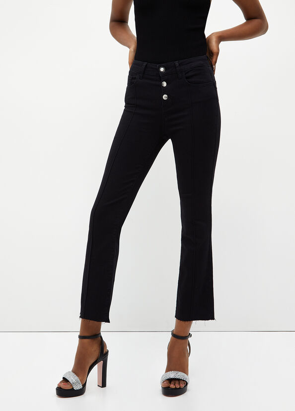 Black Women\'s Liu Jo Cropped Bottom Up Skinny Jeans | YMI-910357