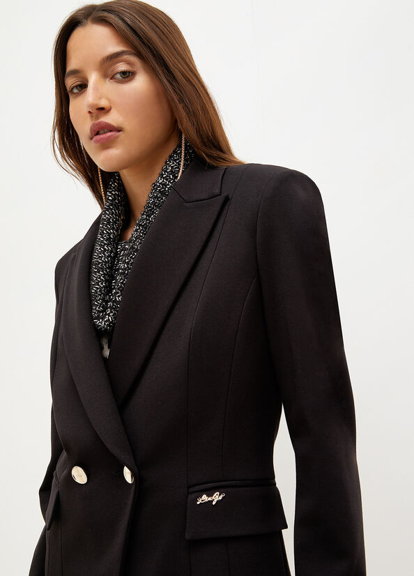 Black Women's Liu Jo Double-Breasted Stretch Blazer Jackets | XZU-350297