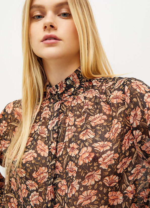 Black Women's Liu Jo Eco-Friendly Floral Shirts | ACD-942870