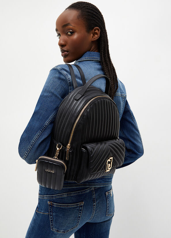 Black Women\'s Liu Jo Eco-Friendly Quilted Backpacks | JFK-814937