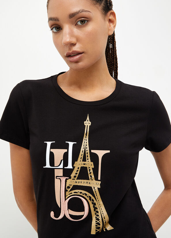 Black Women's Liu Jo Eco-Friendly T Shirts | SVZ-902314