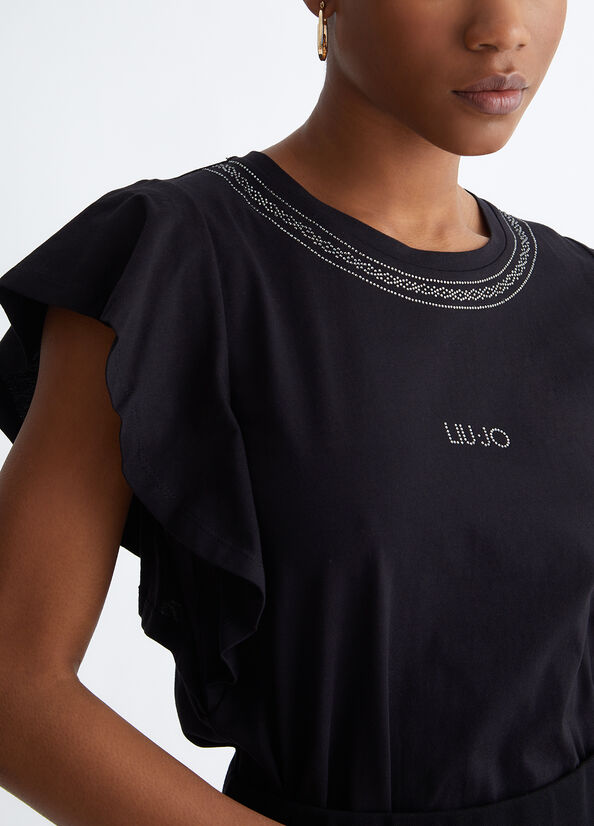 Black Women's Liu Jo Eco-Friendly With Gemstones Tops | QZX-456923