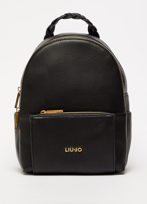 Black Women's Liu Jo Eco-Friendly With Logo Backpacks | DJP-705348