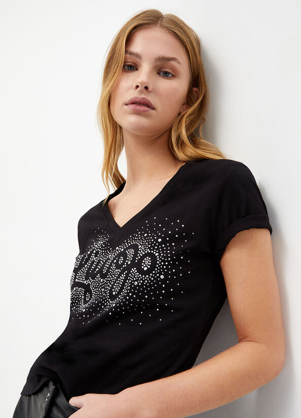 Black Women's Liu Jo Eco-Friendly With Logo Tops | EIT-748692