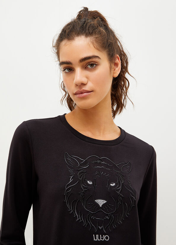 Black Women's Liu Jo Eco-Friendly With Lion Sweatshirts | GLW-094321