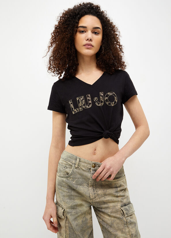 Black Women\'s Liu Jo Eco-Friendly With Logo Tops | MAT-362485