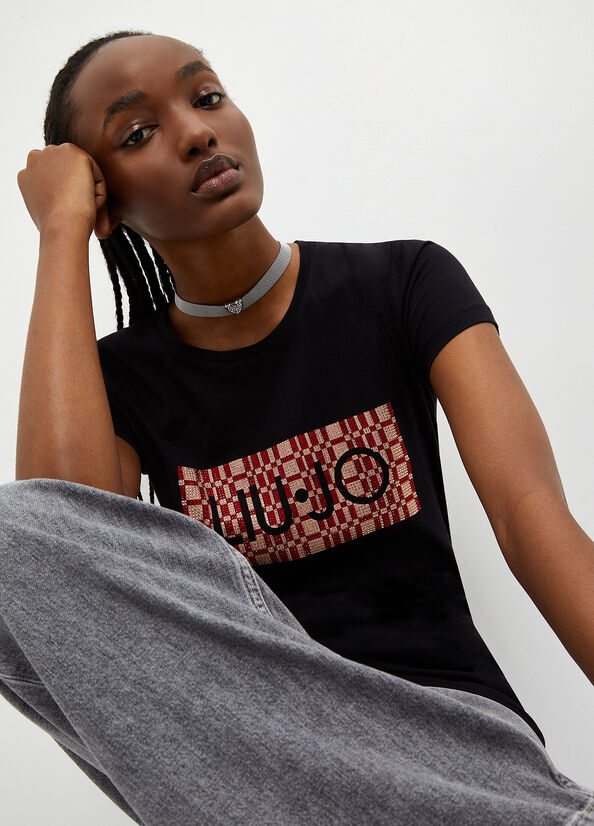 Black Women's Liu Jo Eco-Friendly With Logo Tops | UHV-079568