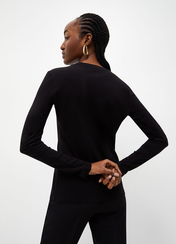 Black Women's Liu Jo Eco-Friendly With Logo Tops | WIC-718024