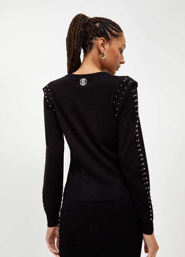 Black Women's Liu Jo Eco-Friendly With Studs Sweaters | ODX-084976