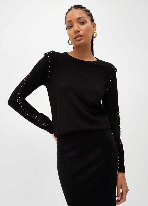 Black Women\'s Liu Jo Eco-Friendly With Studs Sweaters | ODX-084976