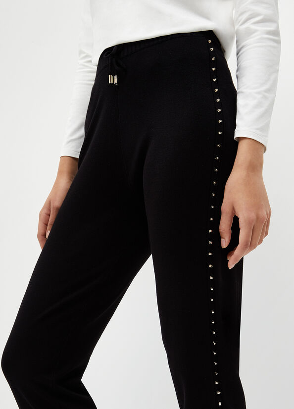 Black Women's Liu Jo Eco-Friendly With Studs Pants | WBD-487530