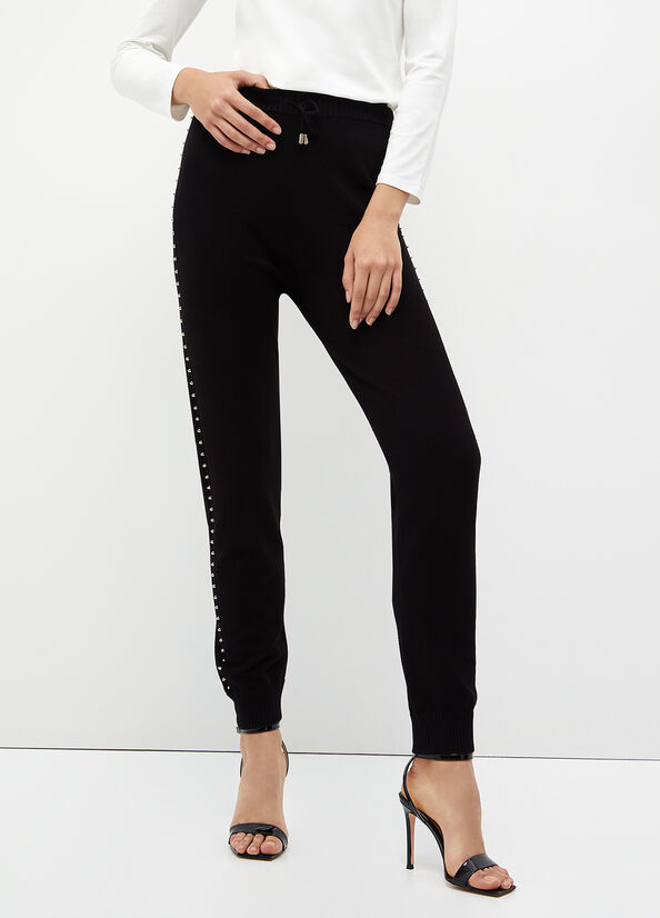 Black Women\'s Liu Jo Eco-Friendly With Studs Pants | WBD-487530