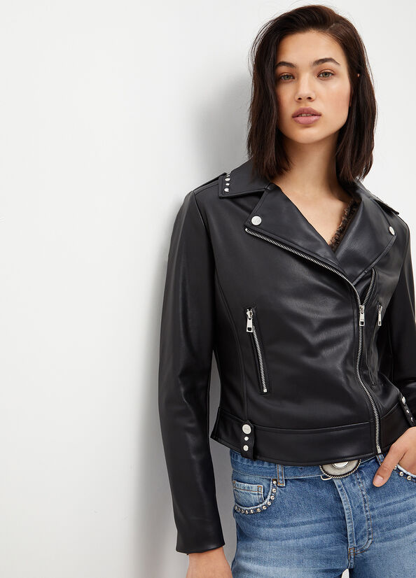 Black Women's Liu Jo Fabric Biker Jackets | UYV-420875