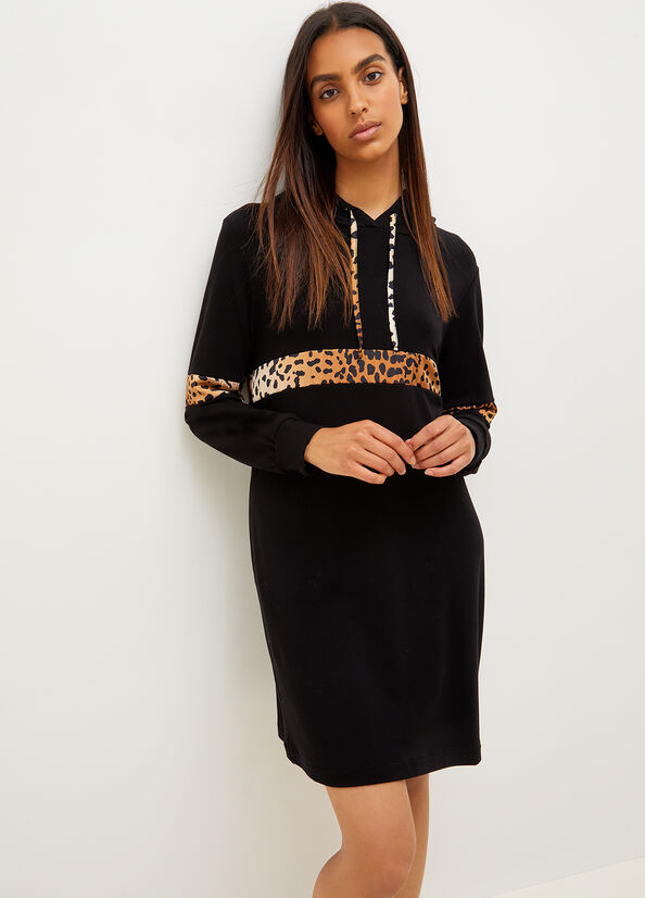 Black Women\'s Liu Jo Fleece With Animal Print Dress | JFG-543692