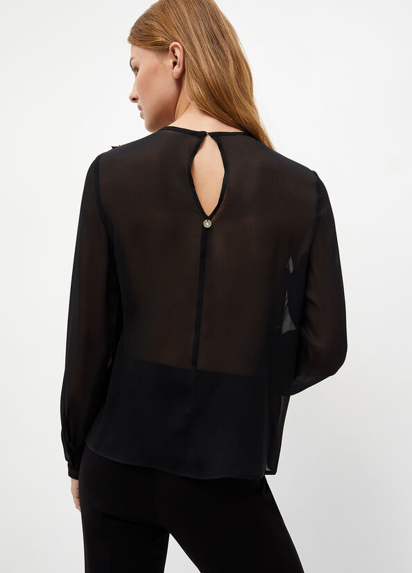 Black Women's Liu Jo Georgette Blouse Shirts | YNG-235087