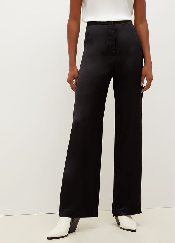 Black Women\'s Liu Jo High-Rise Satin Pants | EZF-067812