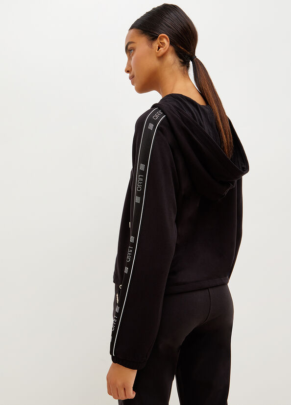 Black Women's Liu Jo Hooded, Eco-Friendly Sweaters | MPX-278036