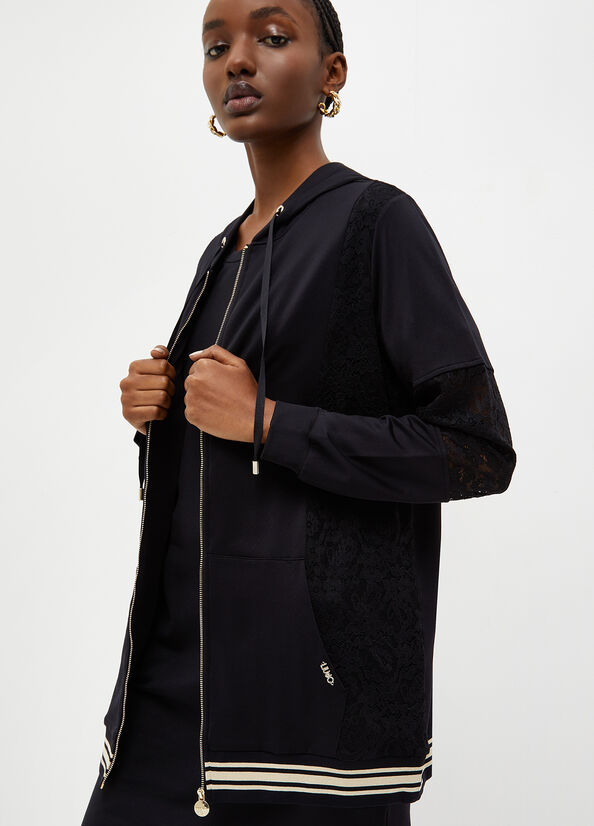 Black Women's Liu Jo Hooded With Zip Sweatshirts | FDG-156328