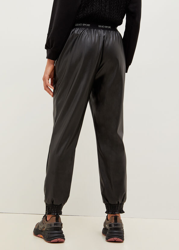 Black Women's Liu Jo Jogging In Fabric Pants | ICG-840736