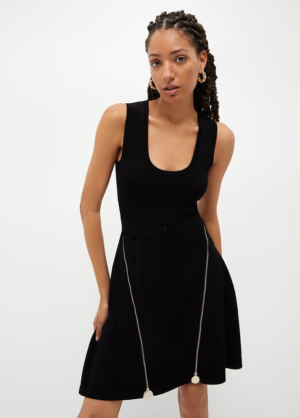 Black Women\'s Liu Jo Knit With Zip Dress | TRO-028473