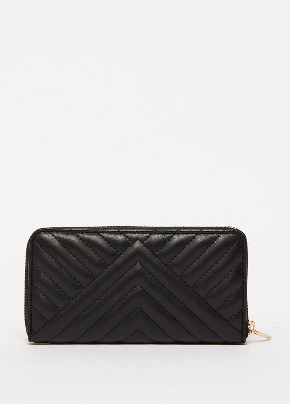 Black Women's Liu Jo Large Eco-Friendly In Matelassé Wallets | FHU-150786