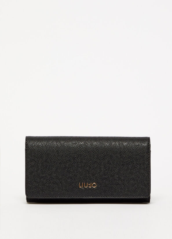 Black Women\'s Liu Jo Large With Logo Wallets | KDU-076248