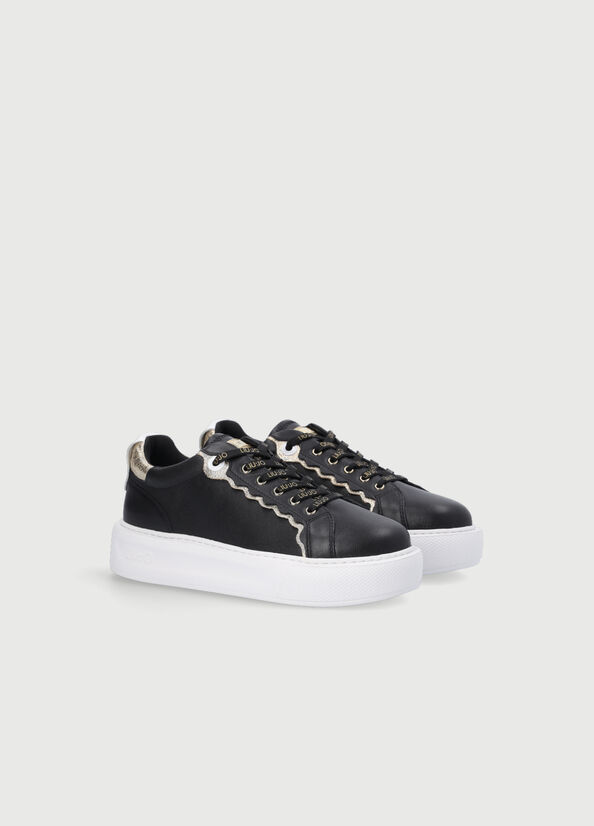 Black Women's Liu Jo Leather Sneakers | QVG-820574