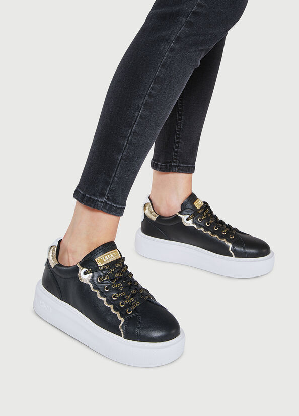 Black Women\'s Liu Jo Leather Sneakers | QVG-820574