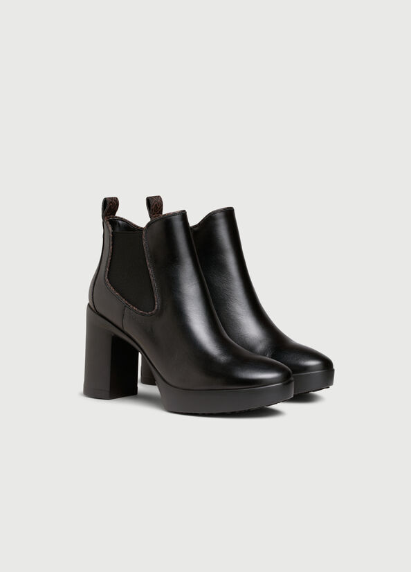 Black Women's Liu Jo Leather With Monogram Detail Ankle Boots | YWO-319782