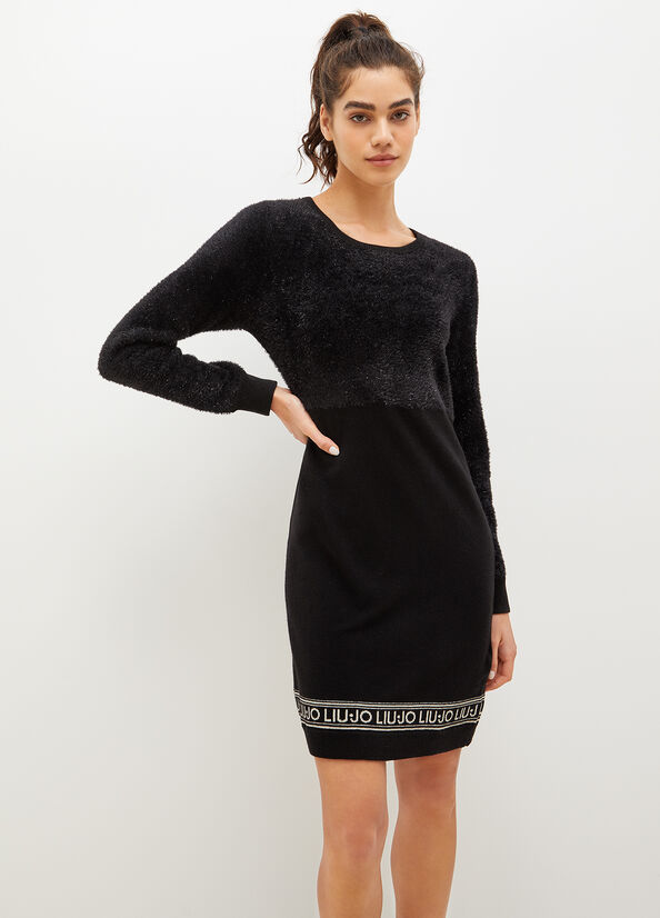 Black Women\'s Liu Jo Lurex® Knit Dress | EUL-174263